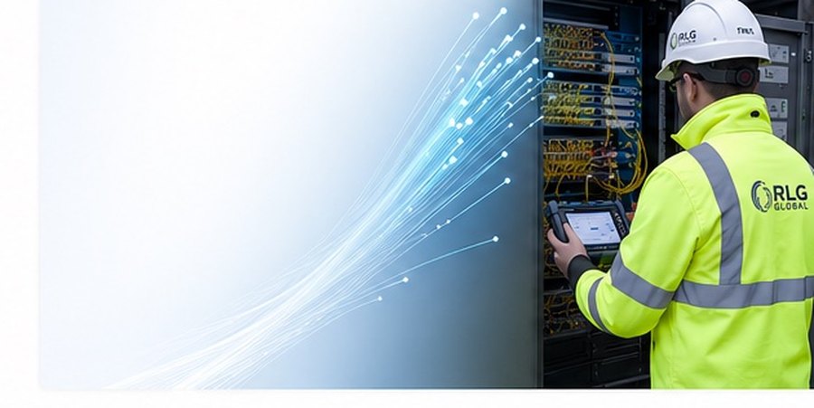 RLG Global engineer working on fibre optic network infrastructure